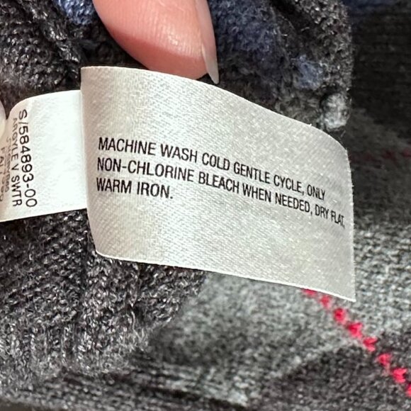 Gap Kids Boy's Large Sz 10 Gray & Blue Argyle V-neck Sweater Preppy Academia - Picture 6 of 7
